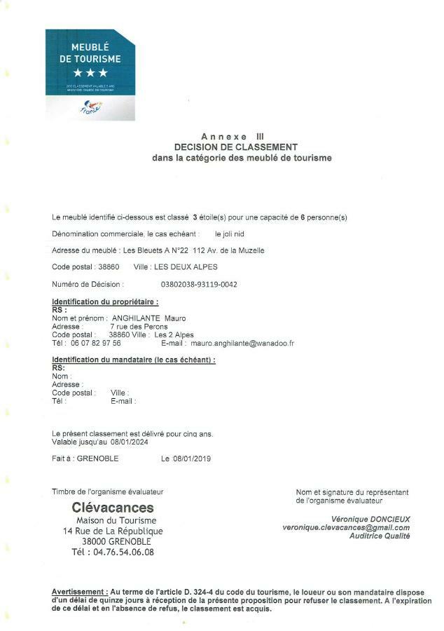 Апартаменты Le Joli Nid Ле дез Альп Экстерьер фото